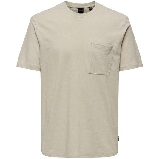 T-shirt Uomo Only & Sons - Onskoda Reg Ss Pocket Linen Tee - Grigio