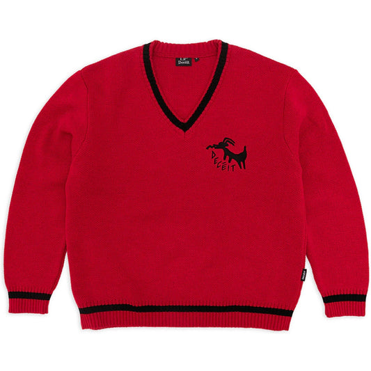 Maglioni Uomo Deceit - Tribal V-Neck Sweater - Rosso