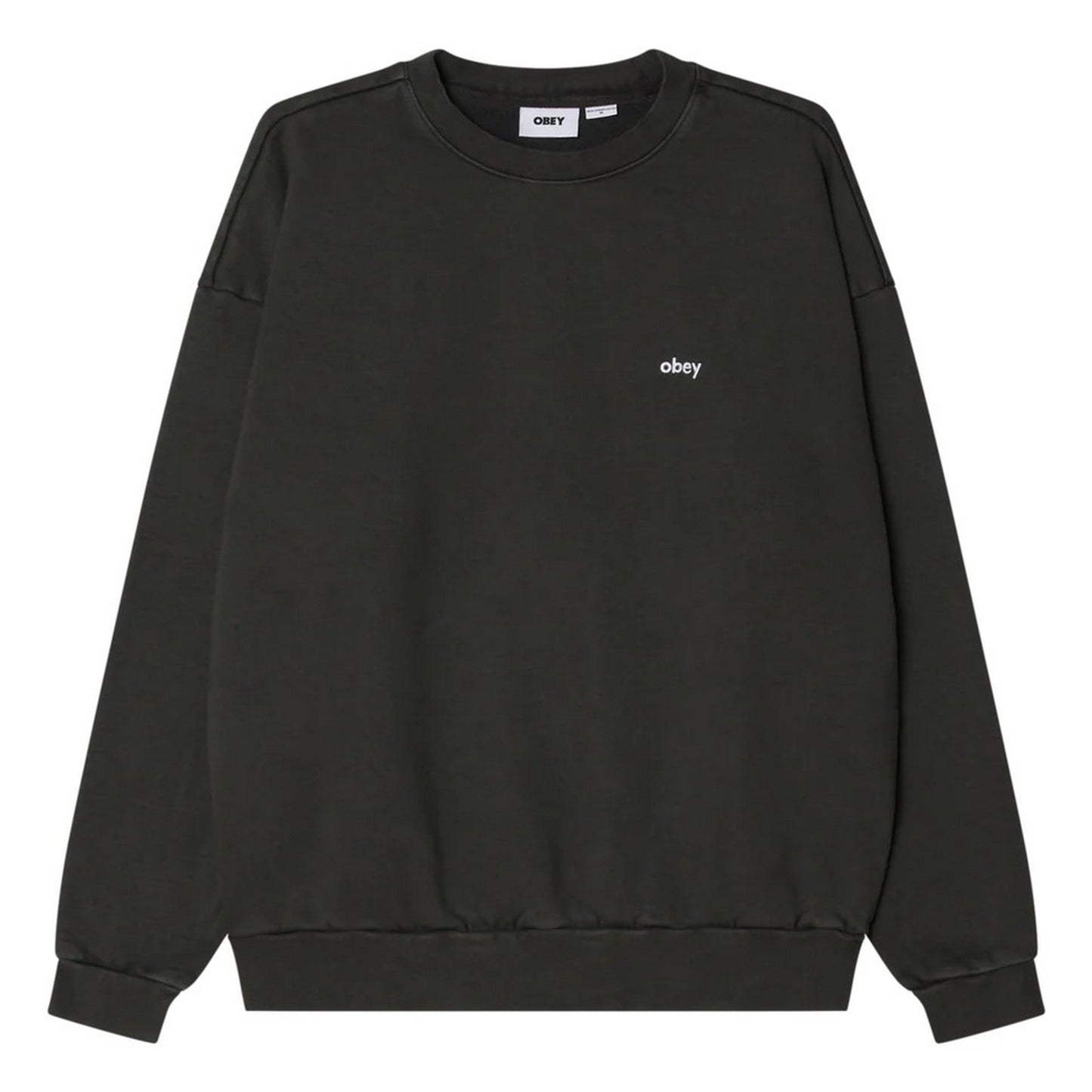 Felpe senza cappuccio Uomo Obey - Lowercase Pigment Crew Fleece - Nero