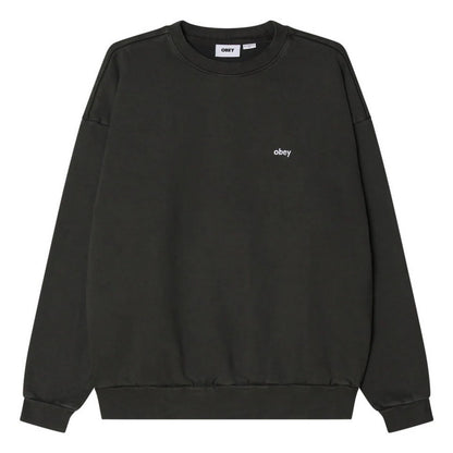 Felpe senza cappuccio Uomo Obey - Lowercase Pigment Crew Fleece - Nero