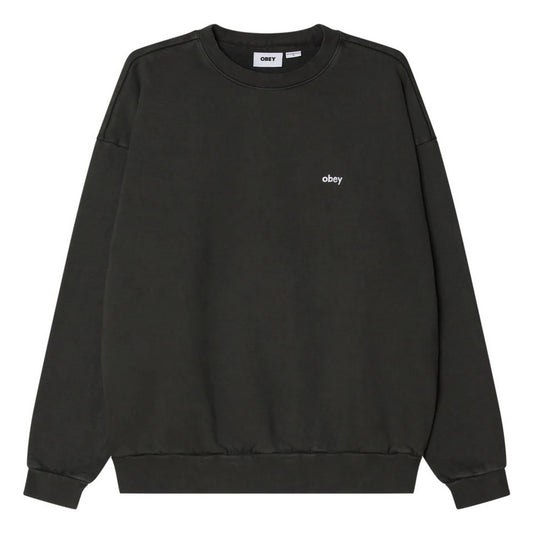 Felpe senza cappuccio Uomo Obey - Lowercase Pigment Crew Fleece - Nero
