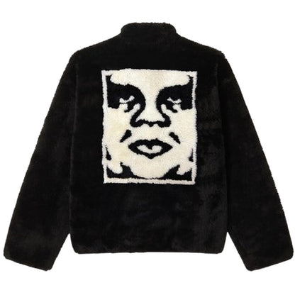 Giacche Uomo Obey - Icon Face Sherpa Jacket - Nero