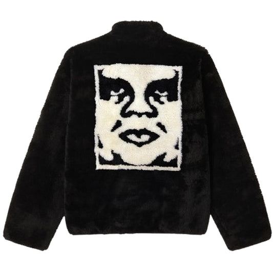 Giacche Uomo Obey - Icon Face Sherpa Jacket - Nero