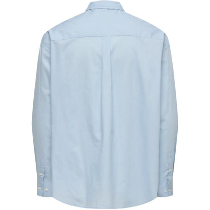 Camicie casual Uomo Only & Sons - Onsbarret Poplin Ls Loose Solid 004 Shirt - Blu