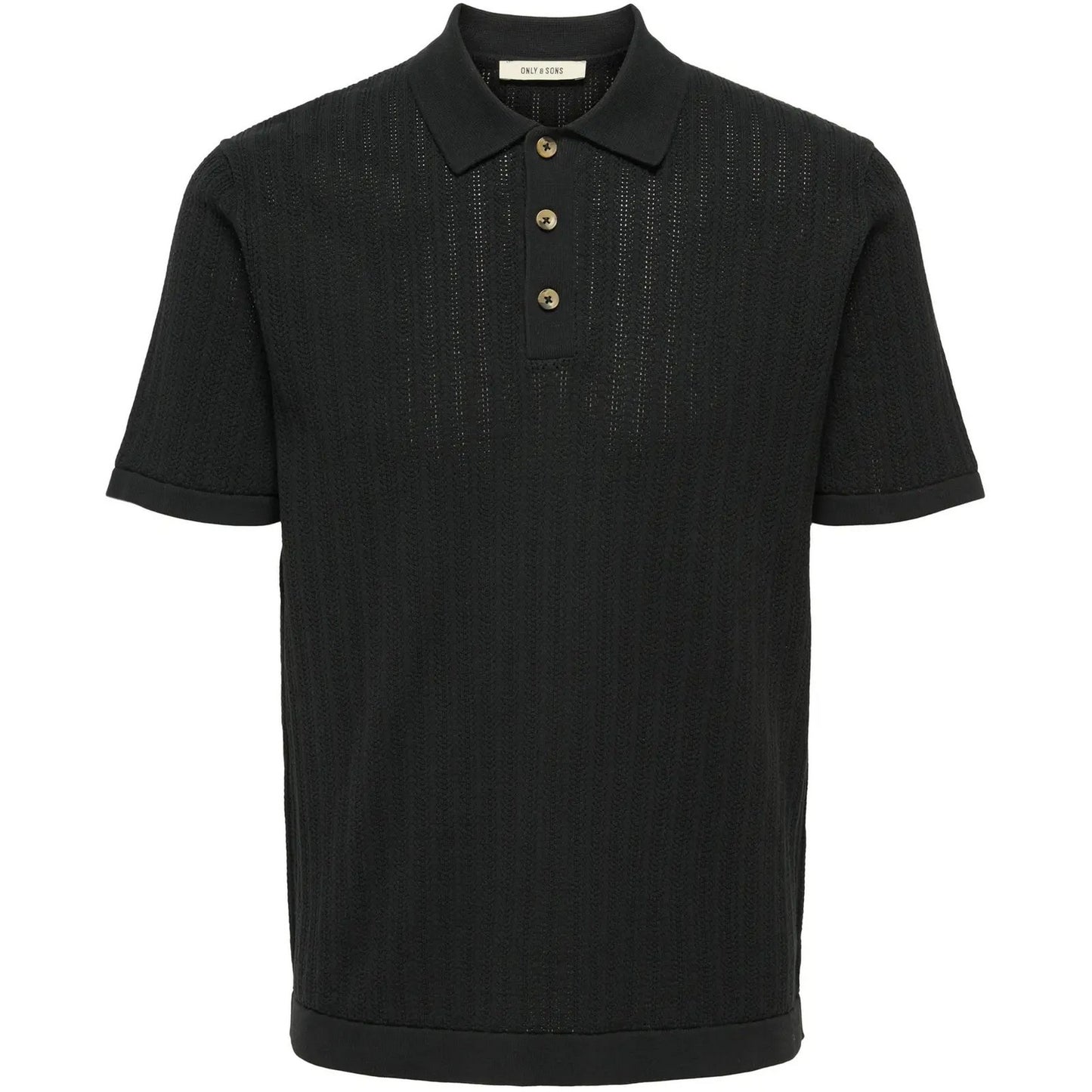 Polo a manica lunga Uomo Only & Sons - Onsmoon Reg 12 Ss Polo Knit Noos - Nero