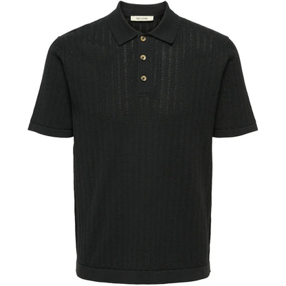 Polo a manica lunga Uomo Only & Sons - Onsmoon Reg 12 Ss Polo Knit Noos - Nero