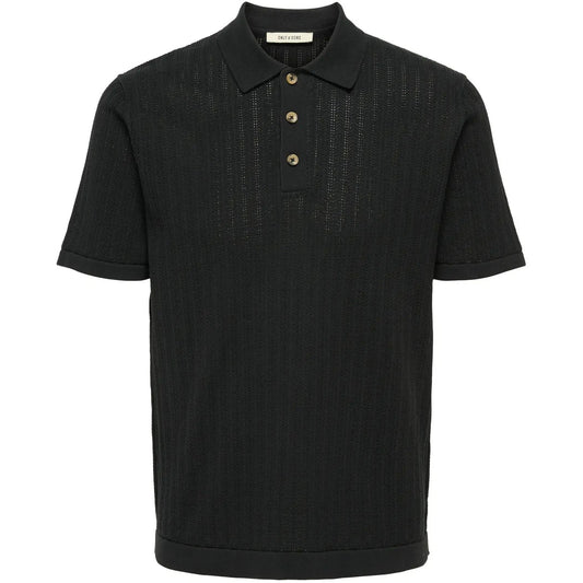 Polo a manica lunga Uomo Only & Sons - Onsmoon Reg 12 Ss Polo Knit Noos - Nero