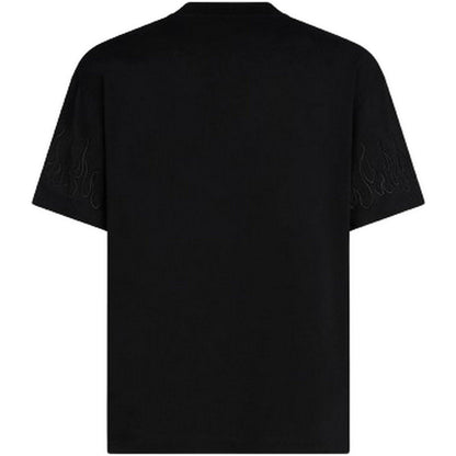 T-shirt Uomo Vision of Super - Black T-Shirt With Black Flames - Nero