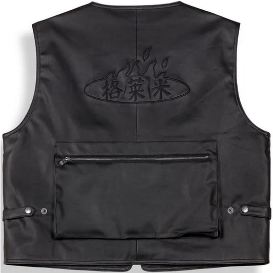 Gilet Uomo Grmy - Concreat Jungle Pu Leather Vest - Nero