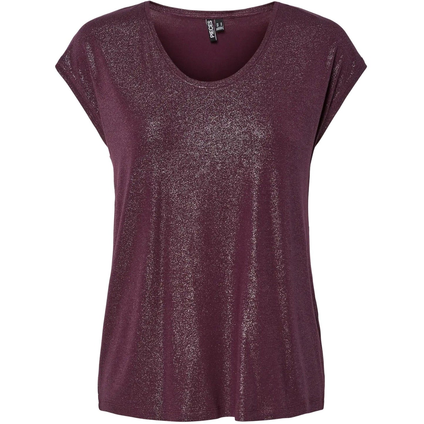 T-shirt Donna Pieces - Pcalice Ss Glitter Tee Jrs Noos Bc - Viola