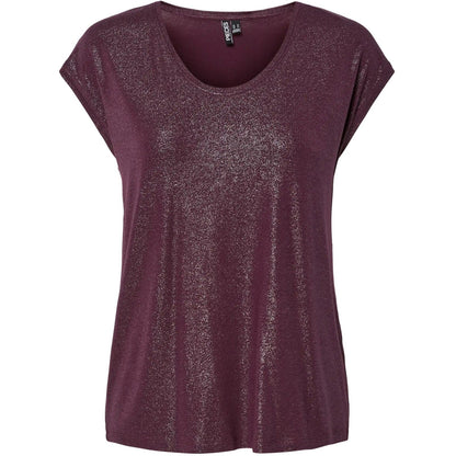 T-shirt Donna Pieces - Pcalice Ss Glitter Tee Jrs Noos Bc - Viola