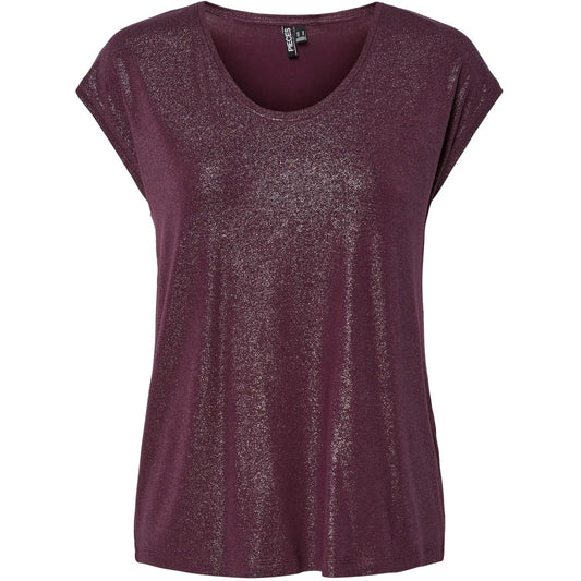 T-shirt Donna Pieces - Pcalice Ss Glitter Tee Jrs Noos Bc - Viola