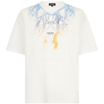 T-shirt Uomo Phobia - White T-Shirt With Bicolor Lightning Print - Bianco