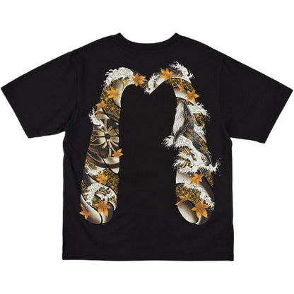 T-shirt Uomo Evisu - Ht, Wave & Whale Daicock Printed Ss Tee - Nero