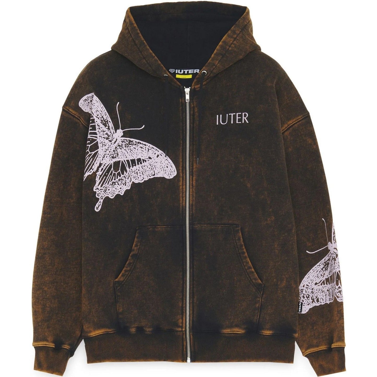 Felpe con cappuccio Uomo Iuter - Butterfly Marble Zip Hoodie - Nero