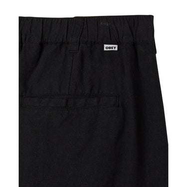Pantaloncini Uomo Obey - Foster Pleated Linen Short - Nero