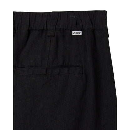 Pantaloncini Uomo Obey - Foster Pleated Linen Short - Nero