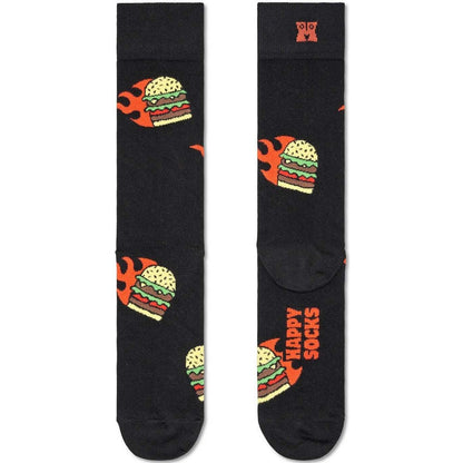Calze Unisex Happy Socks - Flaming Burger Sock - Nero
