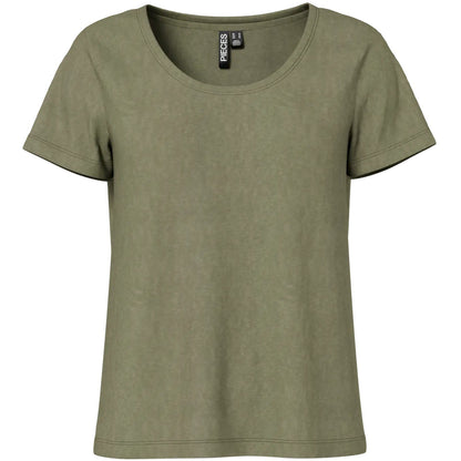 T-shirt Donna Pieces - Pcsophie Ss U-Neck Tee Jrs Noos Bc - Verde