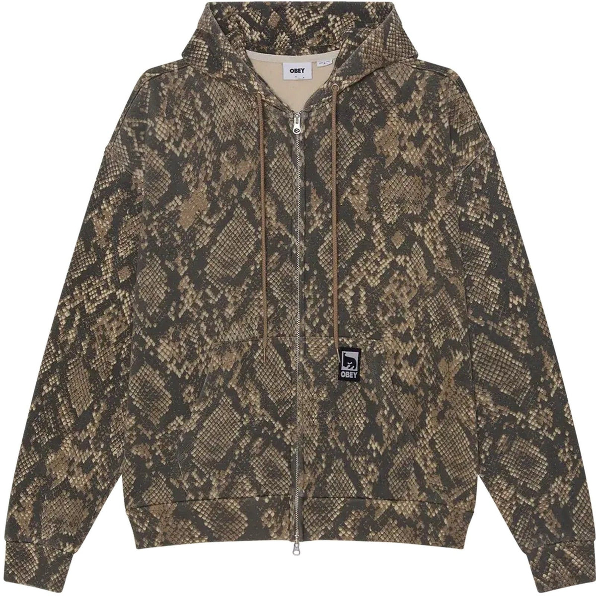 Felpe con cappuccio Uomo Obey - Obey Post Zip Hood Fleece - Verde
