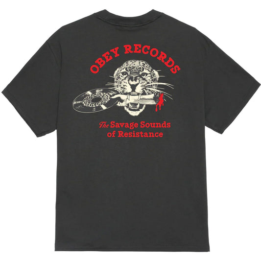 T-shirt Uomo Obey - Obey Savage Sounds Leopard Tee - Nero