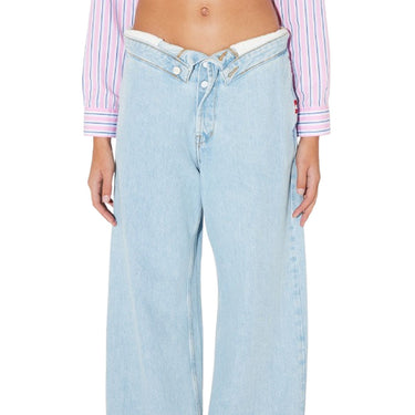 Damskie jeansy Amish – Roll Up – Niebieskie