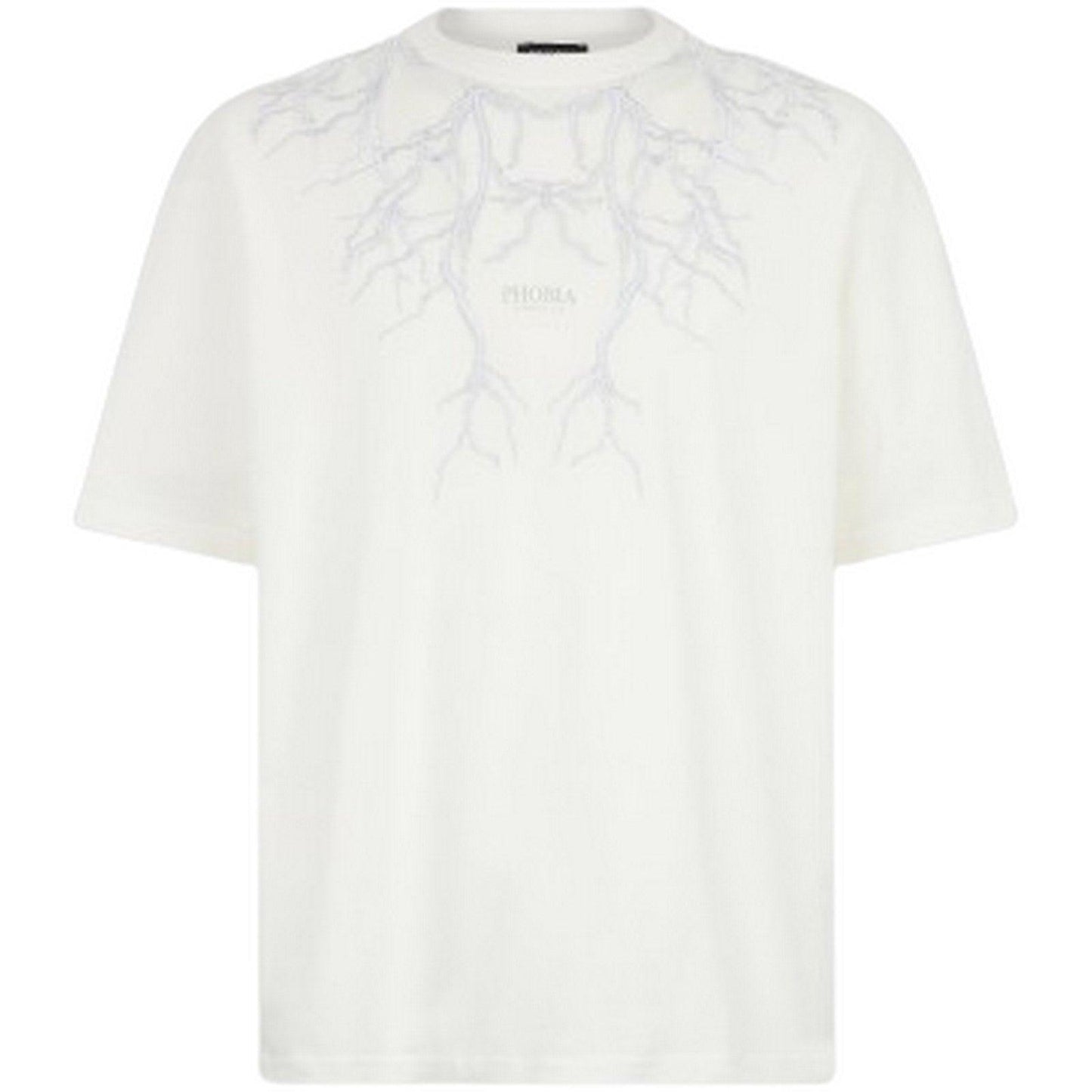 T-shirt Uomo Phobia - White T-Shirt With Grey Embroidery Lightning - Bianco