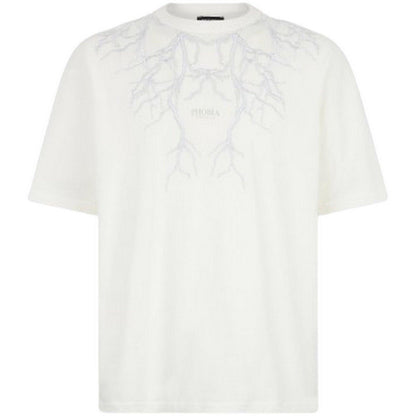 T-shirt Uomo Phobia - White T-Shirt With Grey Embroidery Lightning - Bianco