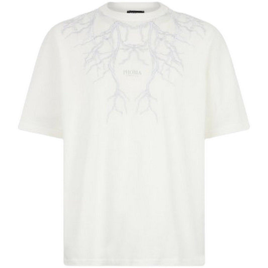 T-shirt Uomo Phobia - White T-Shirt With Grey Embroidery Lightning - Bianco