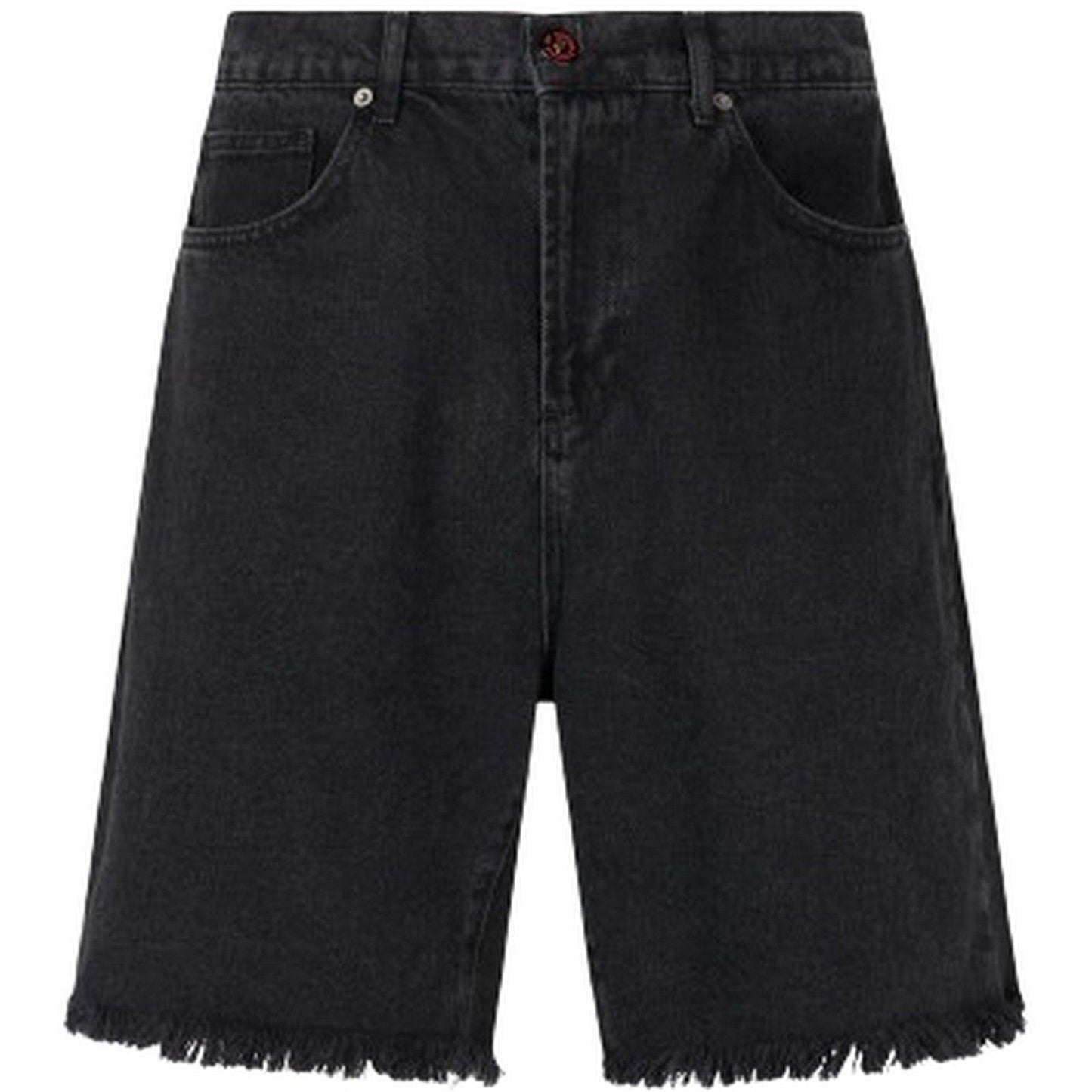 Pantaloncini Uomo Vision of Super - Black Denim Shorts With Printed Flames And Logo - Nero