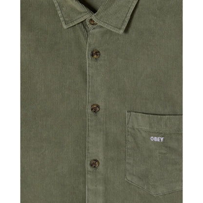Maglie a manica lunga Uomo Obey - Tommy Corduroy Woven Ls - Verde