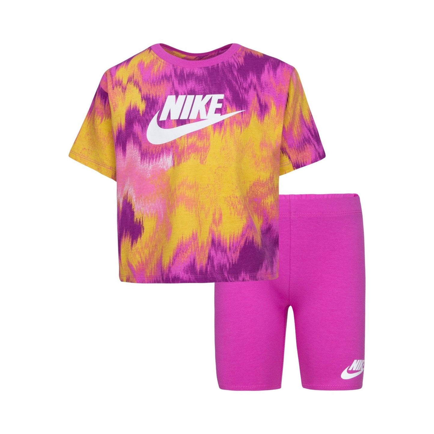 Tute a manica corta Bambina Nike - Boxy Tee & Bike Short Set - Fucsia