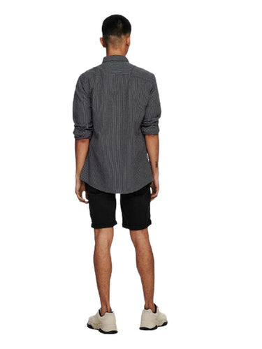 Camisas casual hombre Only & Sons - Onssteve Life Ls Seersucker Stripe Shirt - Azul