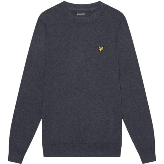 Męskie bluzy z kapturem Lyle & Scott – Sweter z okrągłym dekoltem z bawełny Merino – Szary