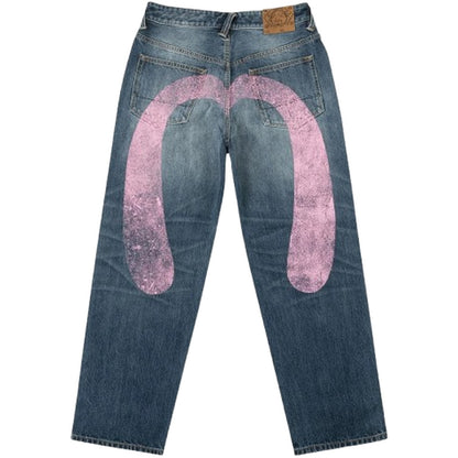Jeans Uomo Evisu - Ej, Pink Daikoku Ripped Jeans - Blu