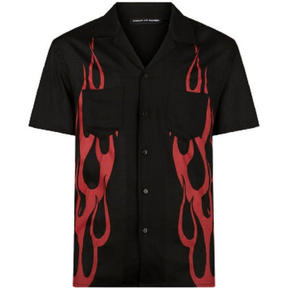 Camicie casual Uomo Vision of Super - Black Shirt With Red Flames - Nero