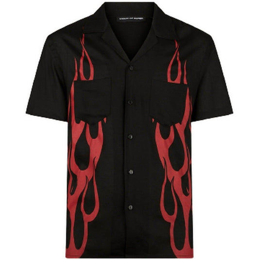 Camicie casual Uomo Vision of Super - Black Shirt With Red Flames - Nero