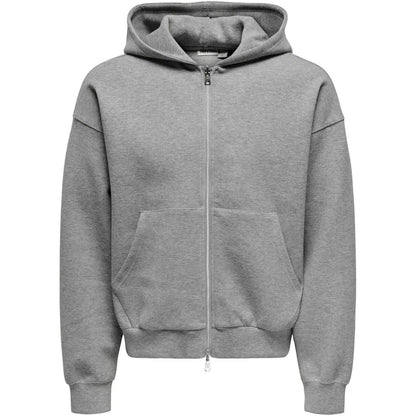 Felpe con cappuccio Uomo Only & Sons - Onsgoyle Boxy Ls Scuba Zip Hoodie Sweat - Grigio