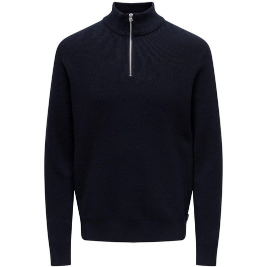 Maglie Uomo Only & Sons - Onsphil Reg 12 Cotton Half Zip Knit Noos - Blu