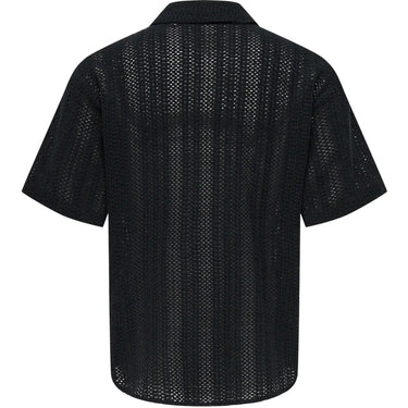 Camicie casual Uomo Only & Sons - Onsdani Crochet Ss Shirt Noos - Nero