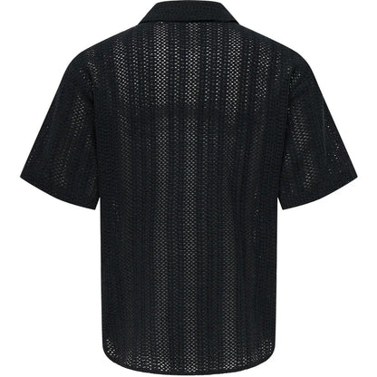 Camicie casual Uomo Only & Sons - Onsdani Crochet Ss Shirt Noos - Nero