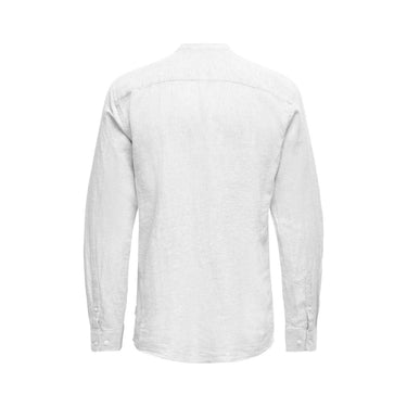 Camisas casual hombre Only & Sons - Onscaiden Ls Solid Linen Mao Shirt Noos - Blanco