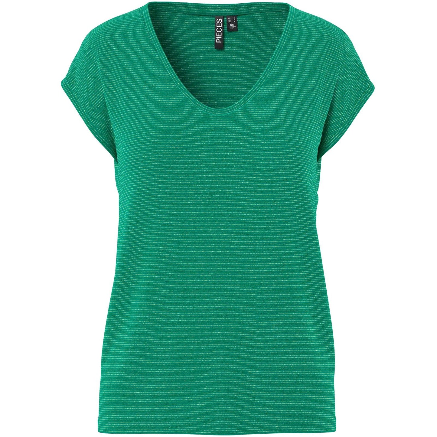 T-shirt Donna Pieces - Pcbillo Tee Lurex Stripes Noos - Verde