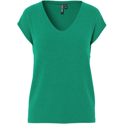 T-shirt Donna Pieces - Pcbillo Tee Lurex Stripes Noos - Verde