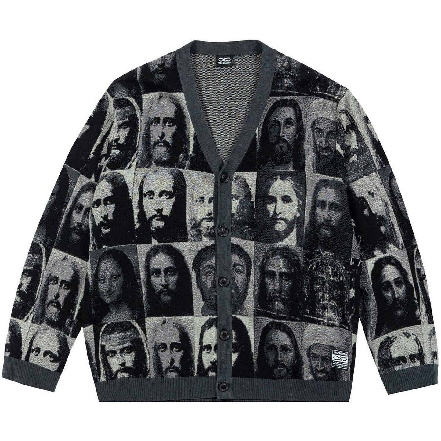 Cardigan Uomo Propaganda - Jacquard Cardigan Relaxed Fit Mugshot Jeez - Multicolore