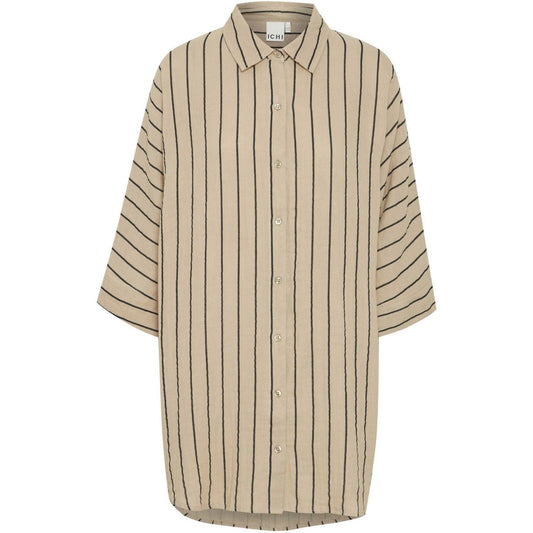 Camicie Donna Ichi - Iafoxa Striped Beach Sh - Beige