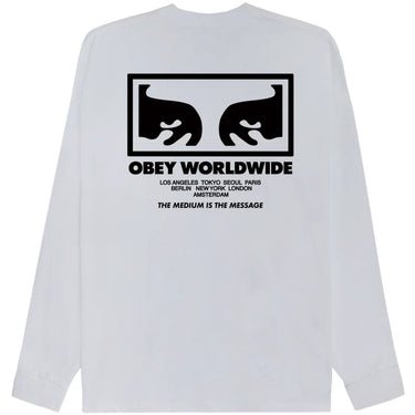 Maglie a manica lunga Uomo Obey - Obey The Medium Is The Message Tee Ls - Bianco