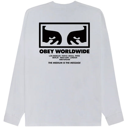 Maglie a manica lunga Uomo Obey - Obey The Medium Is The Message Tee Ls - Bianco