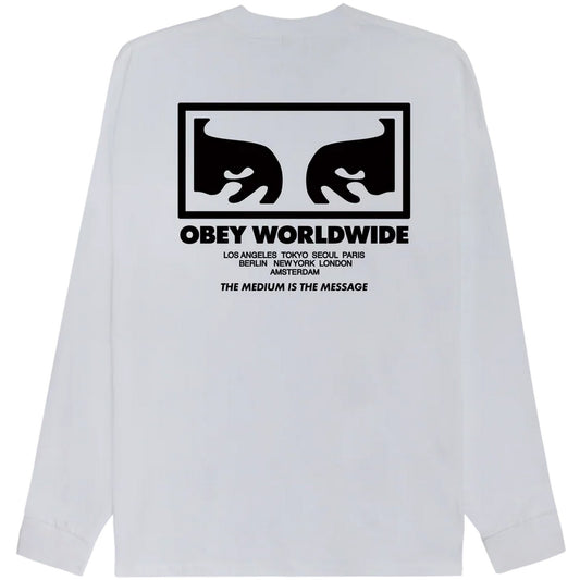 Maglie a manica lunga Uomo Obey - Obey The Medium Is The Message Tee Ls - Bianco