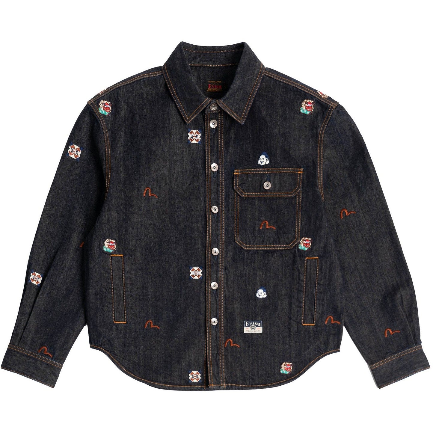 Kurtki męskie Evisu - Ht, Ao Haftowana kurtka dżinsowa - niebieska